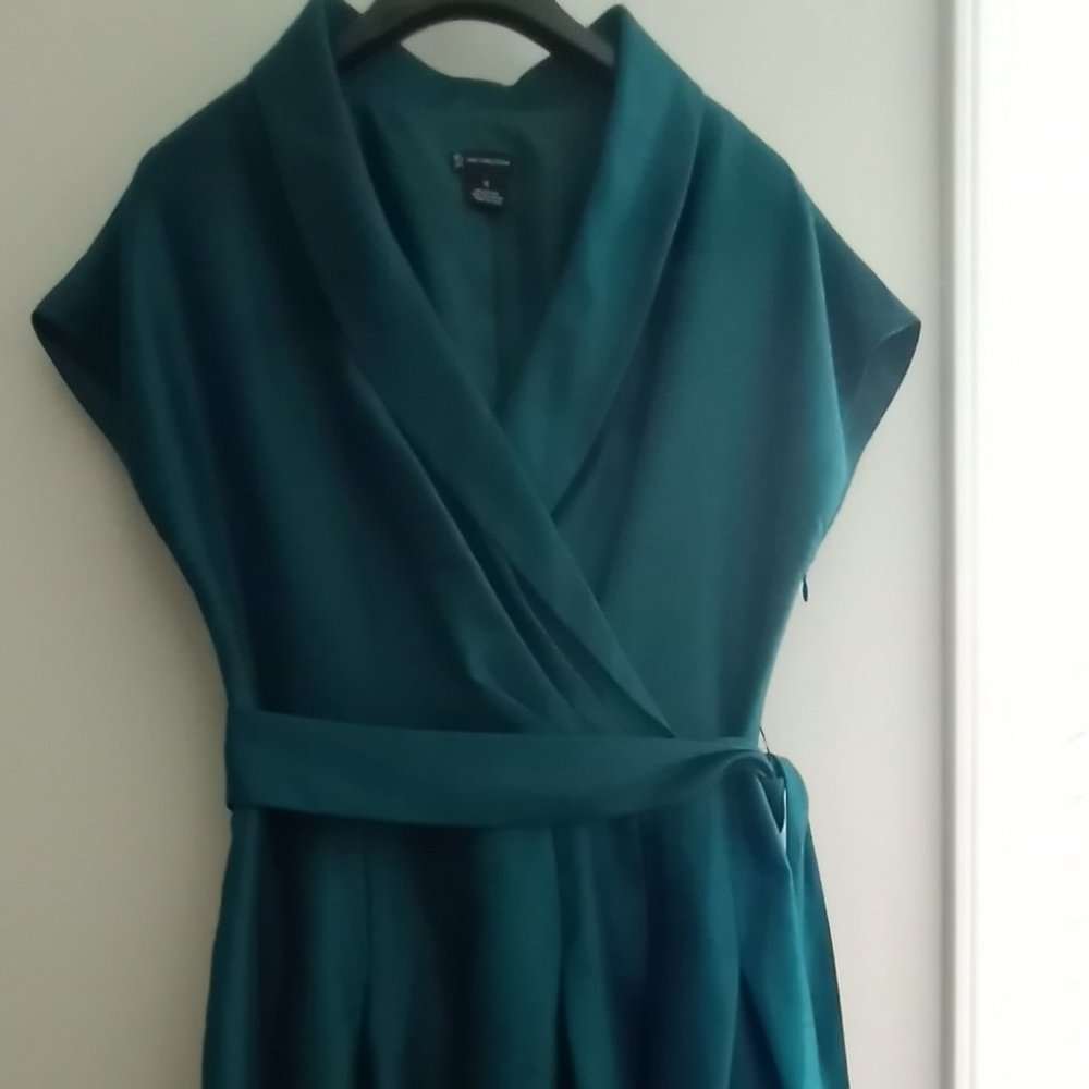 'NEW DIRECTIONS' Shawl collared full skirt Dress Size 12 Jewel toned Jad…
